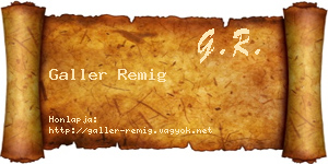 Galler Remig névjegykártya